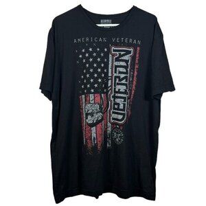 Red Chapter American Veteran Flag Dog Tags Military Black Graphic Shirt Size 3XL